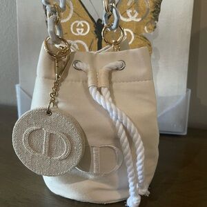 NWOT White Dior GWP Mini Bucket Bag